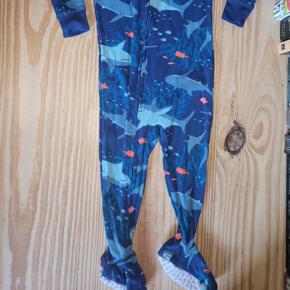 Carter's Child of Mine Footed Pajamas 12m NWOT * One Dinosaurs, One Sharks - Picture 2 of 3